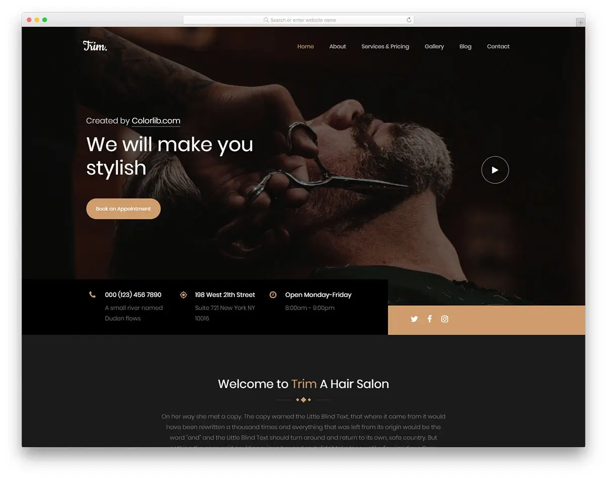 Barbershop Website Template Examples, barber shop website template
